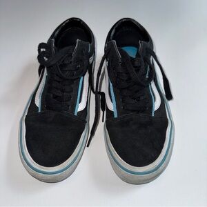 Vans Old Skool Bolt Sneakers Black Suede/Canvas White/Blue Accent Size 8 / 9.5